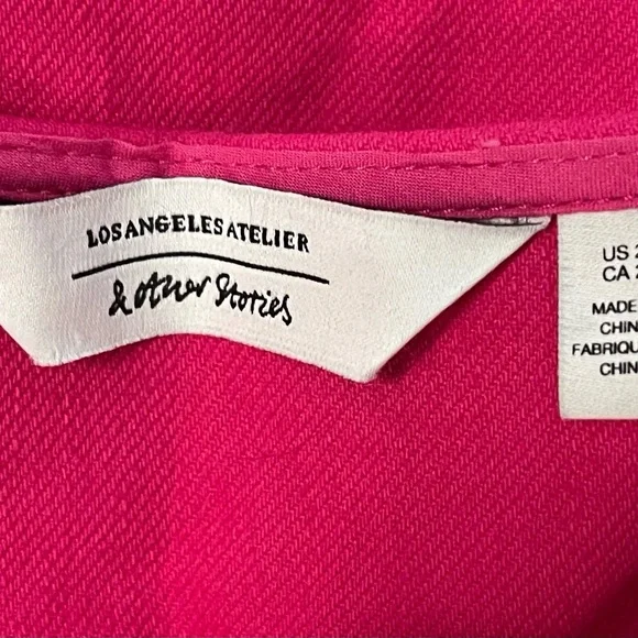 & Other Stories Belted Puff Sleeve Zip-Front Jumpsuit – Fuchsia Pink (Size 2) - Picture 7 of 9